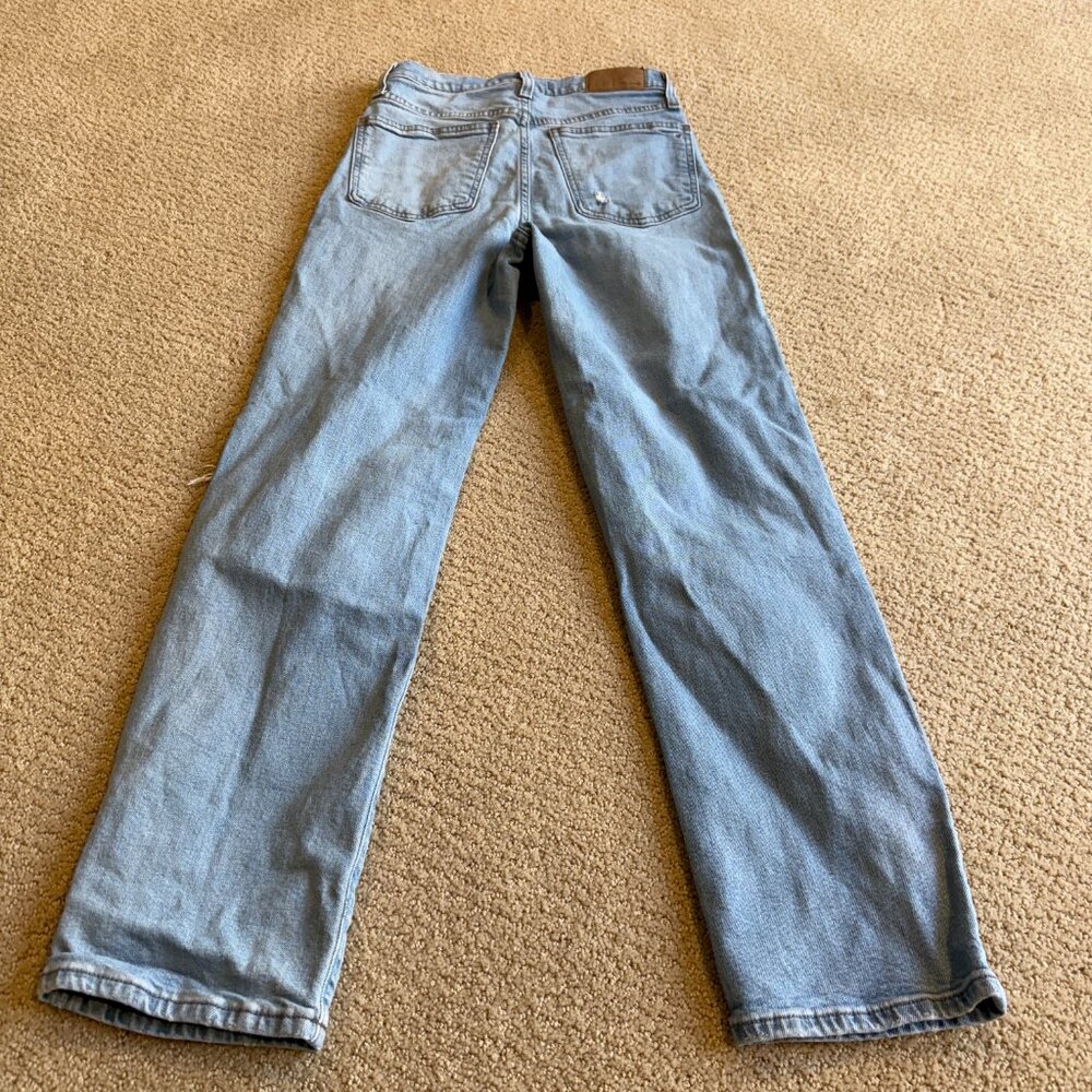 Madewell Jean Perfect Vintage Straight Light Wash Knee-Rip High Waist 24 #ND515 - Picture 16 of 16